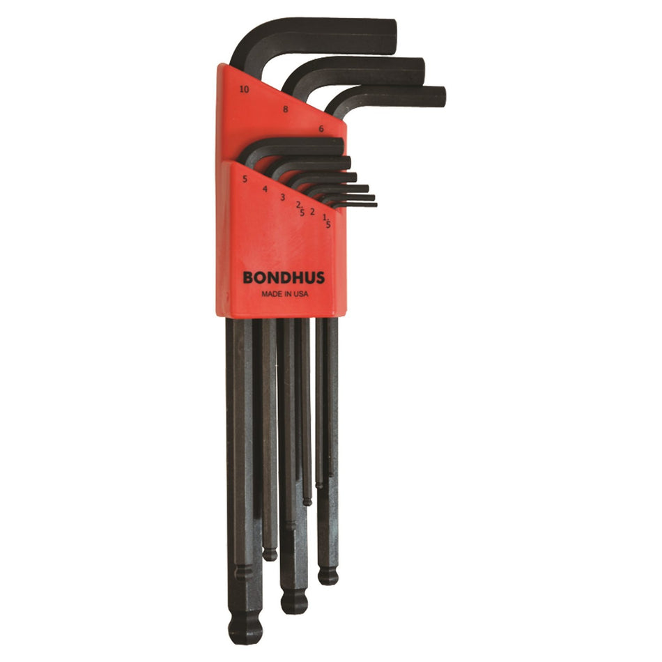Bondhus 10999 L-Wrench Ball End Hex Key Set Metric 9 Piece – Made in USA