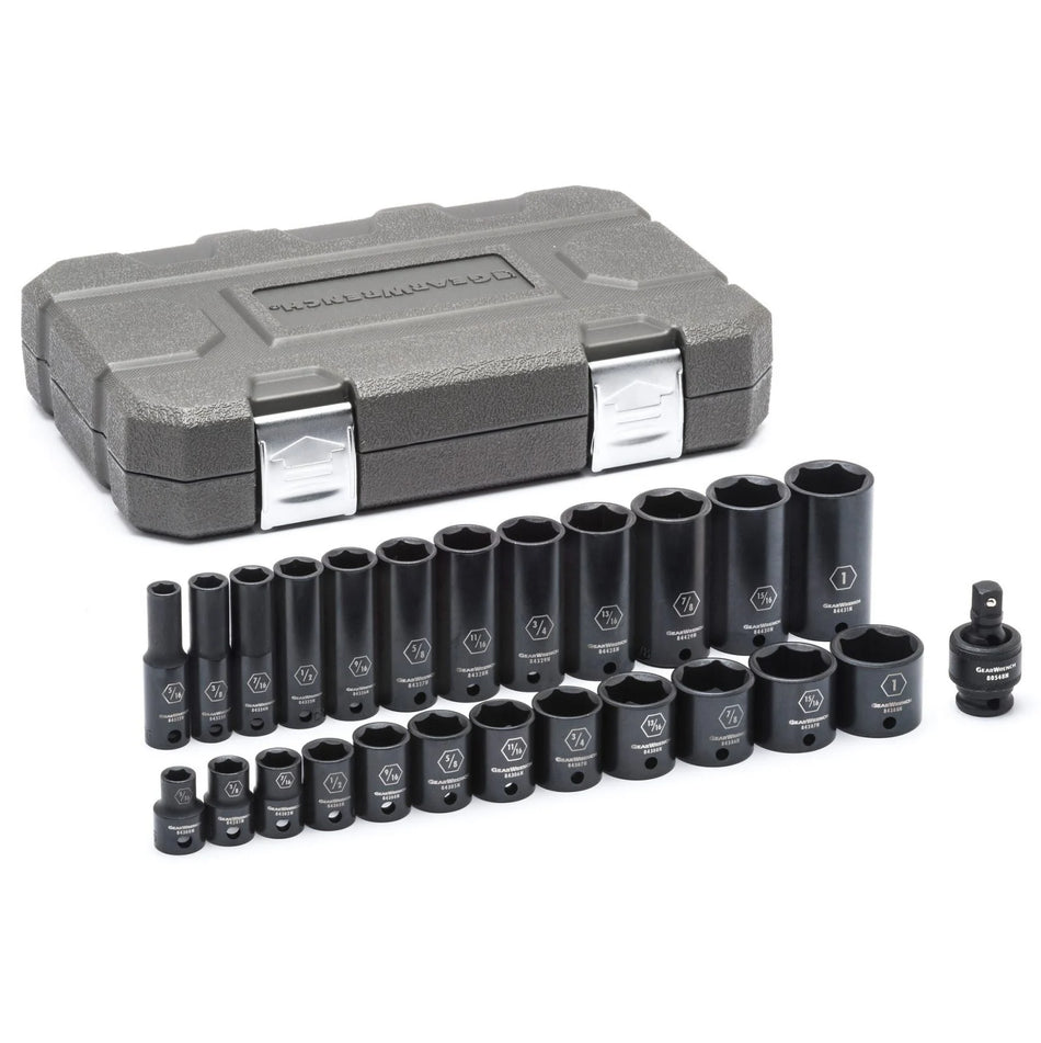 GEARWRENCH 84919N 25 Piece 3/8″ Square Drive 6 Point Standard/Deep Impact Socket Set SAE / Imperial