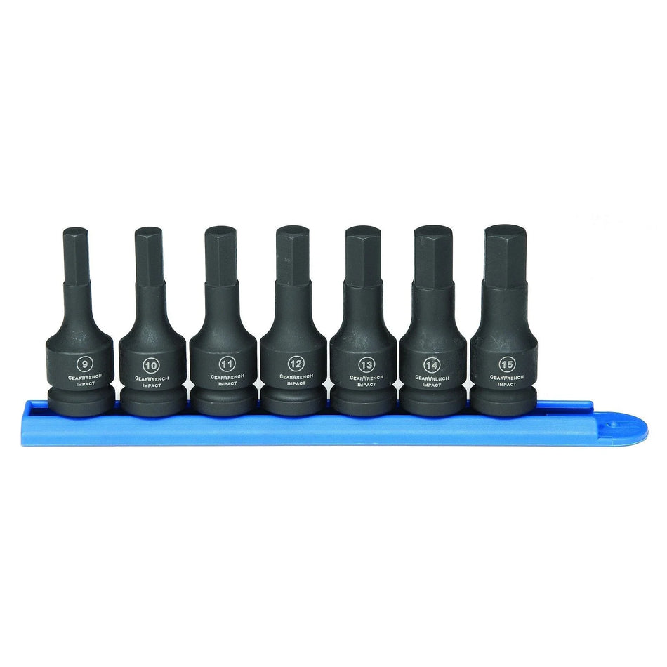GEARWRENCH 84940 7 Piece 1/2″ Square Drive Impact Hex Socket Set METRIC