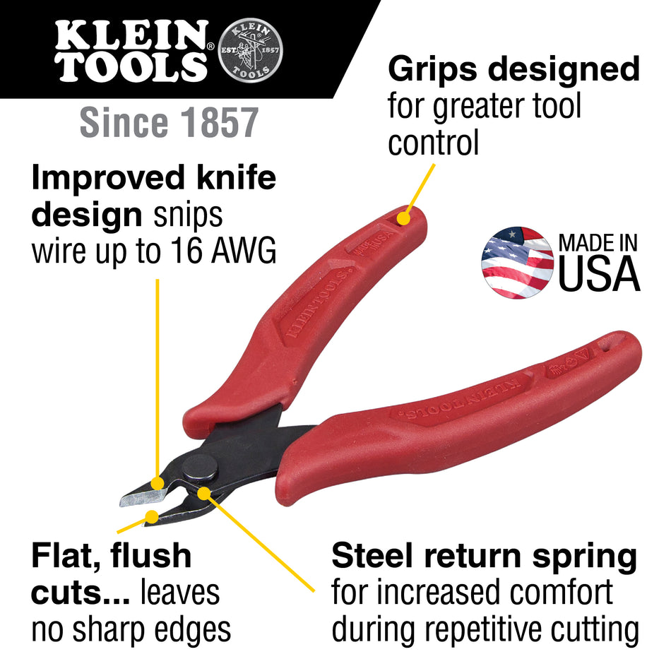 Klein Tools A-D275-5 Diagonal Side Cutting Pliers Flush Cutter Lightweight 12.7 cm