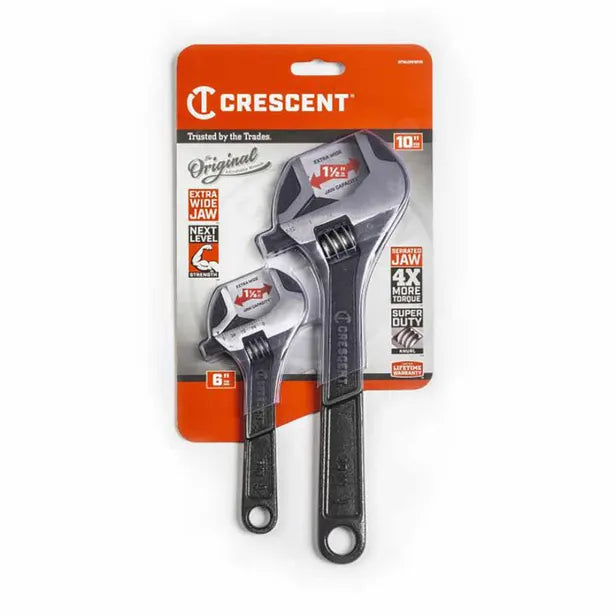 CRESCENT 6INCH & 10INCH ADJUSTABLE WRENCH SET - 2 PIECE ATWJ2610VS