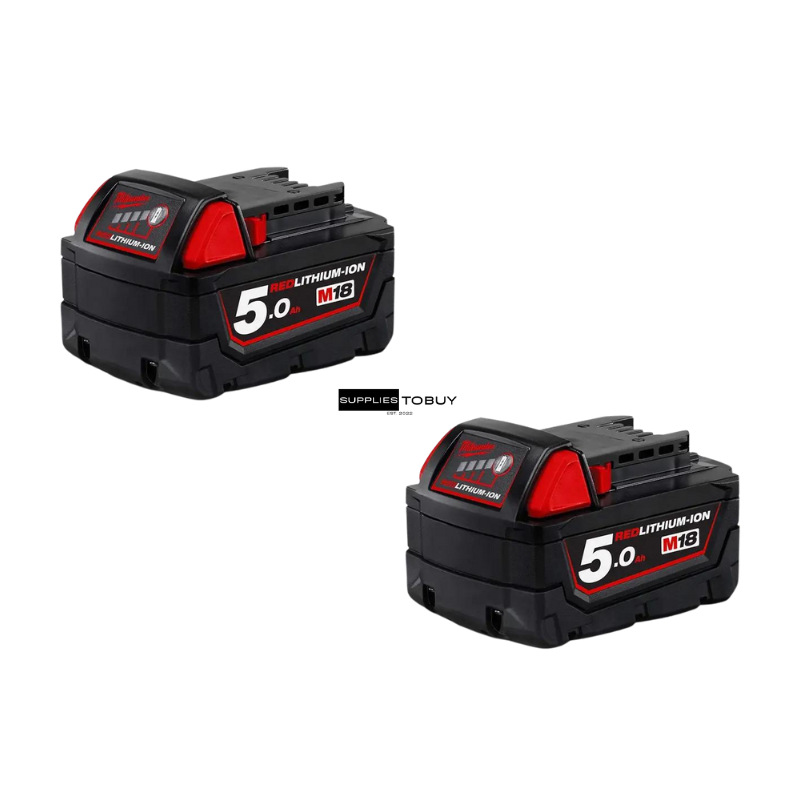 MILWAUKEE 18V 5.0AH RED LITHIUM-ION BATTERY M18B5 TWINPACK