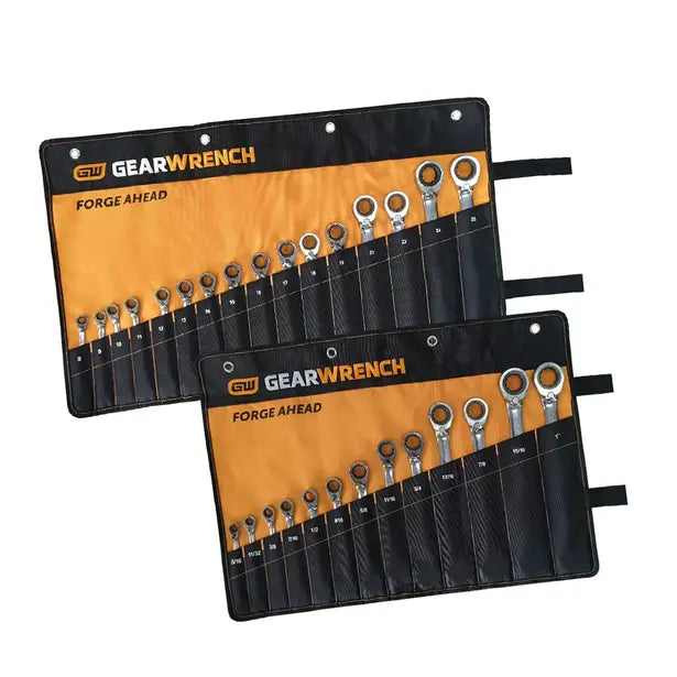 GEARWRENCH 16 PIECE REVERSIBLE METRIC WRENCH SET W/ BONUS 13 PIECE REVERSIBLE SAE WRENCH SET 9602RNG