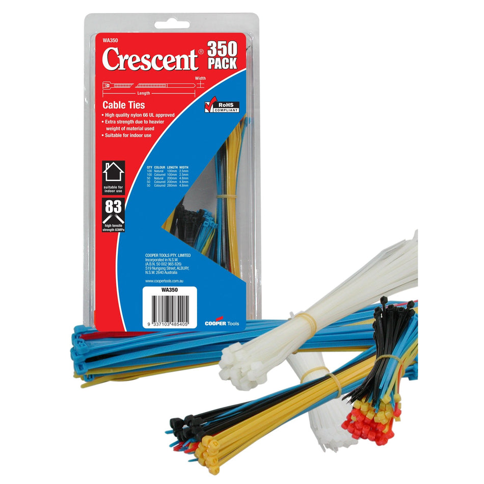 CRESCENT WA350 Assorted Cable Ties Pack of 350