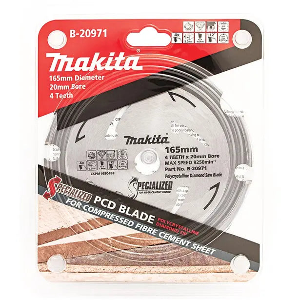 MAKITA 165MM 4T PCD CIRCULAR SAW BLADE FOR FIBRE CEMENT CUTTING - SPECIALIZED